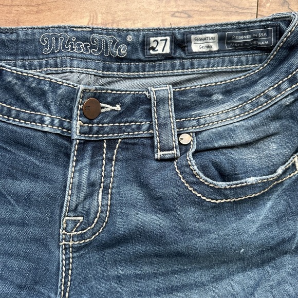 Miss Me Jeans Women's 27 Signature Skinny Low Rise Stretch Denim Flap Pockets - Picture 5 of 7